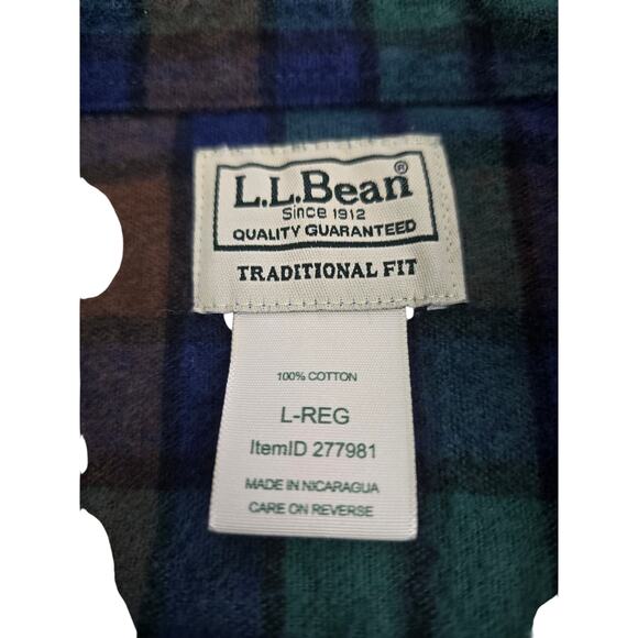 LL Bean Chamois Flannel Shirt Men's Large Button Up Traditional Fit Long Sleeve - Picture 6 of 7